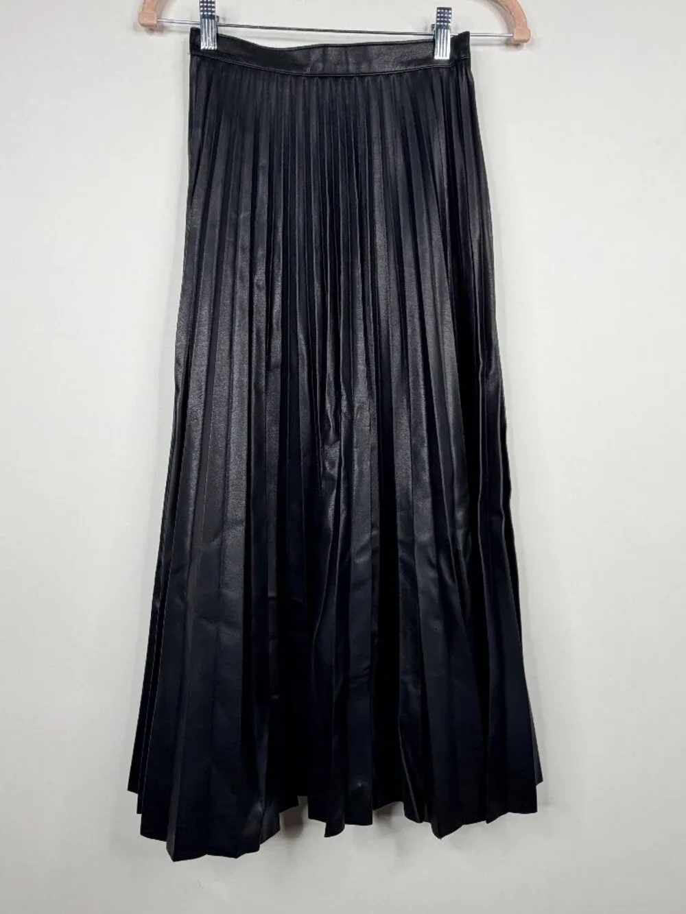 Topshop Accordion Pleat Faux Leather Midi Skirt 2 #A3963